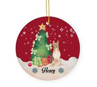 Ceramic Ornament Belgian Malinois Dog Ceramic Hanging Custom Ceramics Xmas Ornament Double Sided Christmas Baubles For Friends Family Holiday 7.3 Cm