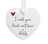 Ceramic Ornament Christmas Tree Decor - I wishes You Lived Next Door, Heart hangs Decorations, Ceramic Heart hangs Decorations for Table, Backpacks, Christmas Tree