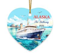 Ceramic Ornament Cruise Ceramic Hanging Personalised Christmas Tree Decoration Double Sided Christmas Baubles For Kids Party Holiday 7.3 Cm