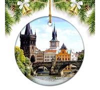 Ceramic Ornament Czech Charles Bridge Prague Ceramic Hanging Funny Christmas Baubles Novelty Ceramics Xmas Ornament For Party Family Home Decor 7.3CM