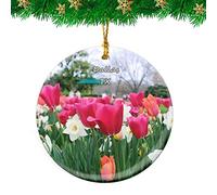 Ceramic Ornament Dallas Arboretum Texas Travel Ceramic Hanging Double Sided Christmas Baubles Personalised Ceramics Xmas Ornament For Family Holiday Home Decor 7.3CM