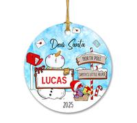 Ceramic Ornament Dear Santa North Pole Santa'S Little Ceramic Hanging Unique Christmas Baubles Double Sided Ceramics Xmas Ornament For Party Home Decor Holiday