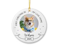 Ceramic Ornament First In My Love Home Ceramic Hanging Personalised Christmas Tree Decoration Novelty Ceramics Xmas Ornament For Holiday Family Party 7.3CM