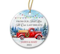 Ceramic Ornament First Kiss Till Last Breath Ceramic Hanging Funny Christmas Tree Decoration Personalised Ceramics Xmas Ornament For Family Holiday Home Decor