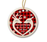 Ceramic Ornament From Our First Kiss Till Our Last Hope Ceramic Hanging Unique Christmas Baubles Double Sided Ceramics Xmas Ornament For Holiday Home Decor Family