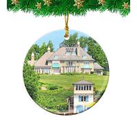 Ceramic Ornament Geneva Lake Shore Path Wisconsin Travel Ceramic Hanging Unique Christmas Tree Decoration Funny Ceramics Xmas Ornament For Party Home Decor Family 7.3CM