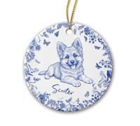 Ceramic Ornament Germans Shepherds Dog Ceramic Hanging Funny Ceramics Xmas Ornament Personalised Christmas Tree Decoration For Family Party Home Decor