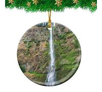Ceramic Ornament Hood River Horsetail Falls Oregon Travel Ceramic Hanging Funny Christmas Tree Decoration Unique Ceramics Xmas Ornament For Family Holiday Party 7.3CM