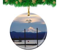 Ceramic Ornament Hood River Mount Hood Oregon Travel Ceramic Hanging Personalised Christmas Baubles Double Sided Ceramics Xmas Ornament For Party Holiday Home Decor 7.3CM