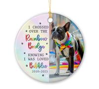 Ceramic Ornament I Crossed Over The Rainbow Bridge Ceramic Hanging Unique Christmas Tree Decoration Funny Ceramics Xmas Ornament For Friends Holiday Home Decorations 7.3 Cm
