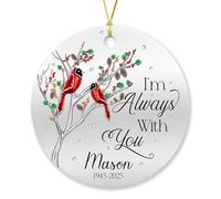 Ceramic Ornament I'M Always With You Ceramic Hanging Funny Christmas Baubles Keepsake Ceramics Xmas Ornament For Holiday Family Party 7.3Cm