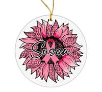 Ceramic Ornament In This Family No One Fights Alone Ceramic Hanging Unique Christmas Baubles Funny Ceramics Xmas Ornament For Holiday Friends Home Decorations 7.3 CM