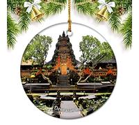 Ceramic Ornament Indonesia Denpasar Bali Ceramic Hanging Unique Christmas Baubles Double Sided Christmas Tree Decoration For Family Party Home Decor 7.3CM