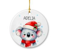 Ceramic Ornament Kids Personalized Koala Bear Ceramic Hanging Funny Ceramics Xmas Ornament Double Sided Christmas Tree Decoration For Family Holiday Party 7.3CM
