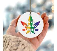 Ceramic Ornament Love Has No Limits Lgtbq Community Support Festive Ceramic Hanging Unique Ceramics Xmas Ornament Funny Christmas Tree Decoration For Family Party Home Decor 7.3CM