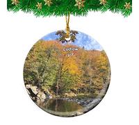 Ceramic Ornament Ludlow Buttermilk Falls Vermont Travel Ceramic Hanging Funny Christmas Baubles Double Sided Ceramics Xmas Ornament For Family Party Home Decor 7.3CM