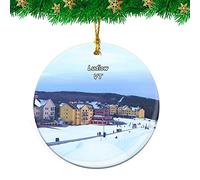 Ceramic Ornament Ludlow Okemo Resort Vermont Travel Ceramic Hanging Personalised Christmas Tree Decoration Double Sided Ceramics Xmas Ornament For Family Holiday Home Decor 7.3CM