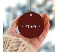 Ceramic Ornament Mum Round Circle Round Best Mom Mommy Ceramic Hanging Unique Christmas Baubles Double Sided Ceramics Xmas Ornament For Family Party Home Decor 7.3CM