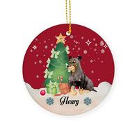 Ceramic Ornament Personalized Lancashire Heeler Dog Ceramic Hanging Custom Christmas Baubles Multi-Colour Ceramics Xmas Ornament For Vacation Family Home Decorations 7.3 Cm