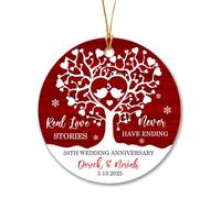 Ceramic Ornament Real Love Stories Ceramic Hanging Personalised Christmas Tree Decoration Keepsake Ceramics Xmas Ornament For Home Decor Party Family 7.3CM