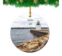 Ceramic Ornament Salem Maritime National Historic Site Massachusetts Travel Ceramic Hanging Double Sided Christmas Tree Decoration Personalised Ceramics Xmas Ornament For Party Holiday 7.3CM