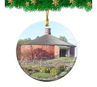 Ceramic Ornament Shelburne Museum Vermont Travel Ceramic Hanging Funny Christmas Baubles Unique Ceramics Xmas Ornament For Family Holiday Home Decor 7.3CM