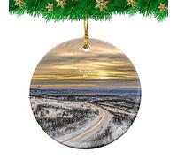 Ceramic Ornament Sunrise Fairbanks Alaska Travel Ceramic Hanging Double Sided Christmas Baubles Personalised Christmas Tree Decoration For Family Home Decor Party 7.3CM