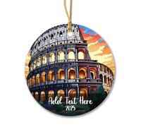 Ceramic Ornament The Colosseum In Rome Ceramic Hanging Double Sided Christmas Tree Decoration Funny Ceramics Xmas Ornament For Family Party Home Decor 7.3CM