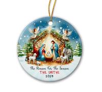Ceramic Ornament The Reason For The Season Ceramic Hanging Funny Ceramics Xmas Ornament Personalised Christmas Tree Decoration For Party Home Decor Holiday