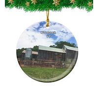 Ceramic Ornament Woodstock Sugarbush Farm Vermont Travel Ceramic Hanging Double Sided Christmas Tree Decoration Personalised Ceramics Xmas Ornament For Home Decor Holiday Family 7.3CM