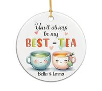 Ceramic Ornament You'Ll Always Be My Best- Tea Ceramic Hanging Cute Ceramics Xmas Ornament Unique Christmas Baubles For Party Holiday Vacation 7.3 CM