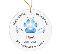 Ceramic Ornament Your Wing Were Ready But My Heart Ceramic Hanging Double Sided Christmas Tree Decoration Cute Ceramics Xmas Ornament For Holiday Vacation Gift 7.3 CM