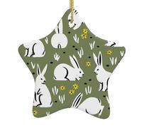 Ceramic Ornaments For Christmas Tree Bunny Flower Christmas Star Ornament Hanging Pendant Decorations Cute Christma Home Decorations Xmas Gifts