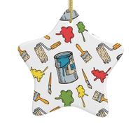 Ceramic Ornaments For Christmas Tree Color Brush Paint Christmas Star Ornament Hanging Pendant Decorations Cute Christma Home Decorations Xmas Gifts