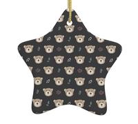 Ceramic Ornaments For Christmas Tree Cute Bear Christmas Star Ornament Hanging Pendant Decorations Cute Christma Home Decorations Xmas Gifts