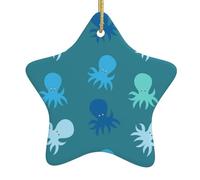 Ceramic Ornaments For Christmas Tree Little Octopus Cartoon Christmas Star Ornament Hanging Pendant Decorations Cute Christma Home Decorations Xmas Gifts