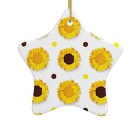 Ceramic Ornaments For Christmas Tree Sunflower Polka Dots Christmas Star Ornament Hanging Pendant Decorations Cute Christma Home Decorations Xmas Gifts