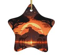 Ceramic Ornaments with Stylish Animals of the African Savannah Prints, Suitable for Home and Store Holiday Decorations