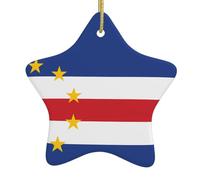 Ceramic Ornaments with Stylish Flag of Cape Verde Prints, Suitable for Home and Store Holiday Decorations