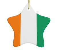 Ceramic Ornaments with Stylish Flag of Cote d'Ivoire Prints, Suitable for Home and Store Holiday Decorations