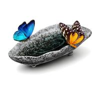 Ceramic Outdoor Butterfly Feeder Water Tray for Garden Wildlife | Glazed Irregular Dish, Shallow Basin Safety, 1 Holder Included, Flower Beds, Patio Table Decor
