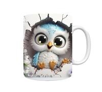 Ceramic Owl Cup - Uniquee 3D Sculpted Mug, Artistic Flat Paint Design, Thick Durablee Walls Maintain Temperature, Ideal Decorative Collectible Tableware | for Hot Chocolate Cappuccino Latte Tea Coffee