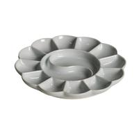 Ceramic Paint Palette Handmade Celadon Palette Plum Blossom-shaped Watercolor Paint Tray Ceramic Plate and Pen Holder(White)