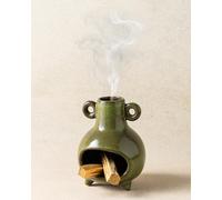 Ceramic Palo Santo Holder, Modern Incense Holder Burner for Sticks Sage Bundles Cone Incense, Chimenea Incense Dish for Meditation Decor, Green