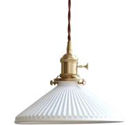 Ceramic Pendant Light Fixture, Japanese Style Lid Shape White Ceiling Chaner, Height Adjustable Retro Metal Hang Lamp Art Deco Coffee Shop Bar Lighting,Single Chaner