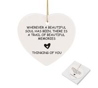 Ceramic Pendants Keepsake Bereavement Gifts Hanging Ornament Sympathy Gift - Thinking of You Wherever a Beautiful Soul Has Been There is a Trail of Beautiful Memories (Hearts)