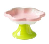 Ceramic Pet Bowl Flower Shape Cats Food Dish Nonslip Elevated Stand Feeding Plate For Neck Protections And Easy Cleaning Pet Feeders