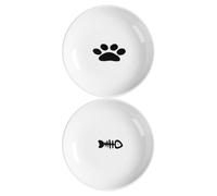 Ceramic Pet Bowl Set - 3pcs Ceramiic Cat Bowls | Friendly Ceramic Cat Bowls With Nonslip Silicone Bottom | Set Of 3 Heatproof Feeding Dishes For Indoor Cats, Small Dogs, Kittens, Rabbits
