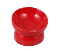 Ceramic PET Bowl with High Feet and Slanted Mouth Red | Lightweight for Travel, Reduces Topple Risk, Dog Feeder Dish, Simple Carry