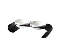 Ceramic Pet Bowls for Dog and Cat, No Spill Dog Food and Water Bowl Set with Anti-Slip Metal Stand, Riased Puppy Feeding Dishes Suitable for Small, Medium Cats Dogs